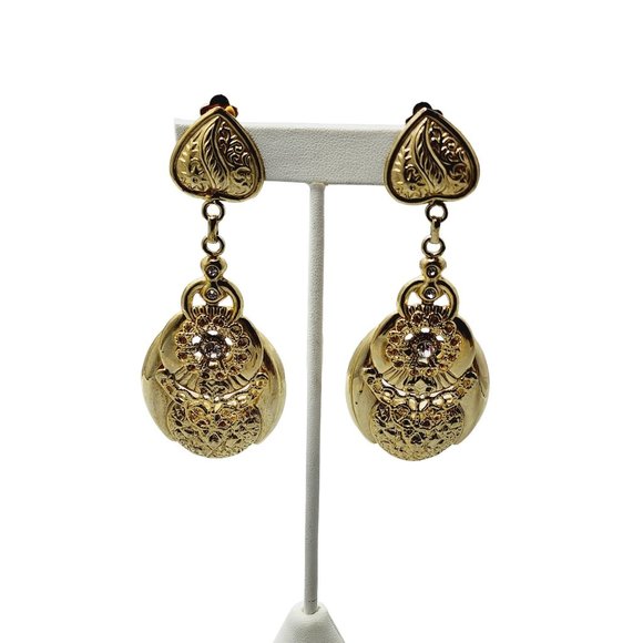 Vintage 80s Huge Runway Couture Dangle Earrings (A752)